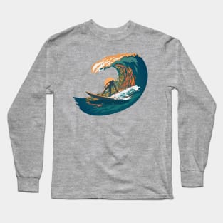 Ocean Life Surf Club retro surf poster Long Sleeve T-Shirt